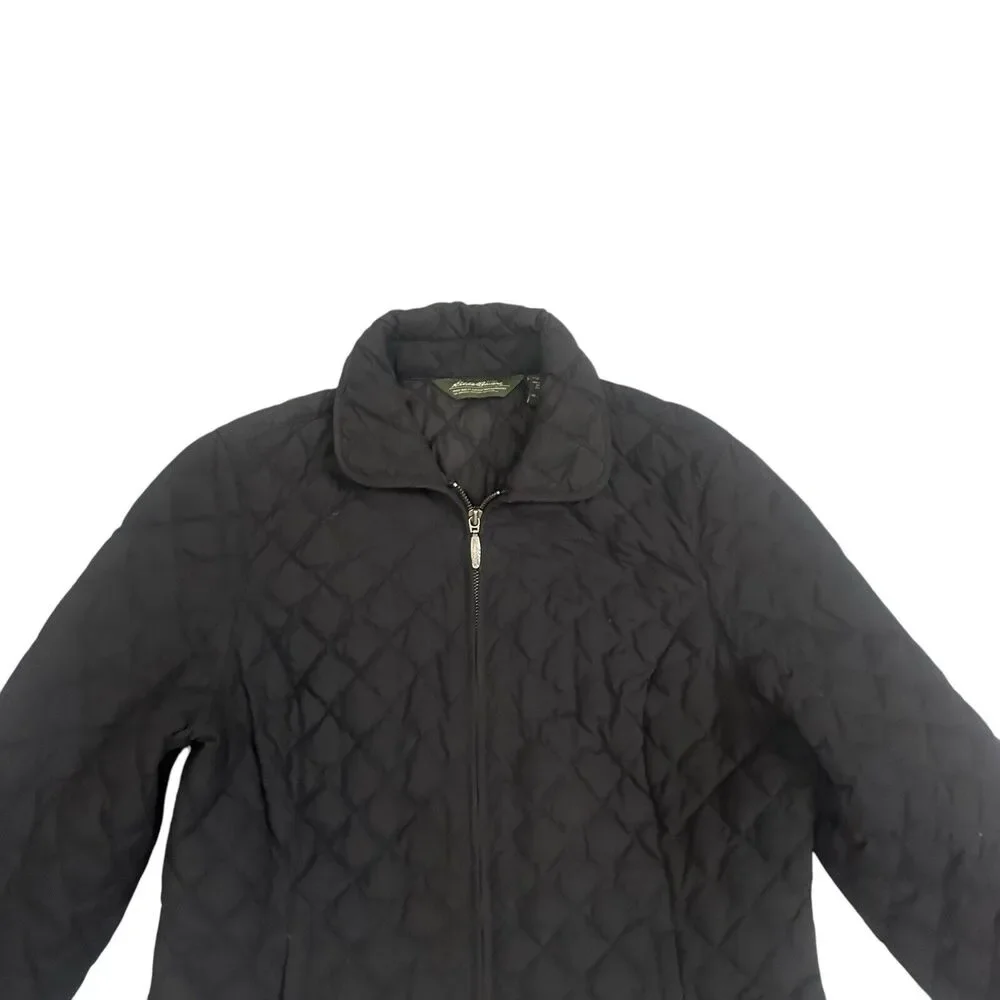 Eddie Bauer 650 Fill Power Premium Goose Down Black Jacket Women’s M Quilted - Picture 2 of 12
